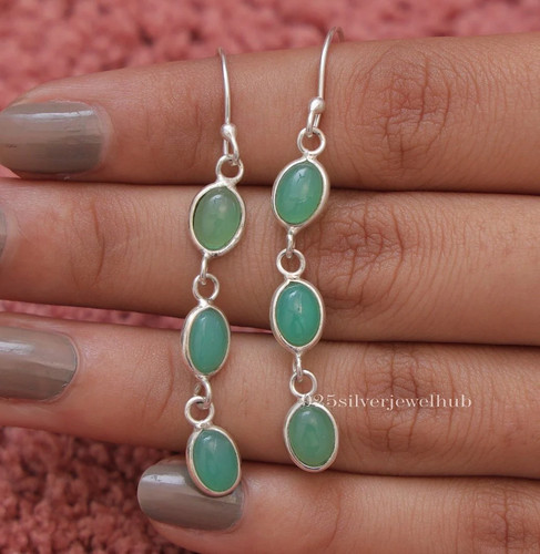 Natural chrysoprase earrings - chrysoprase,